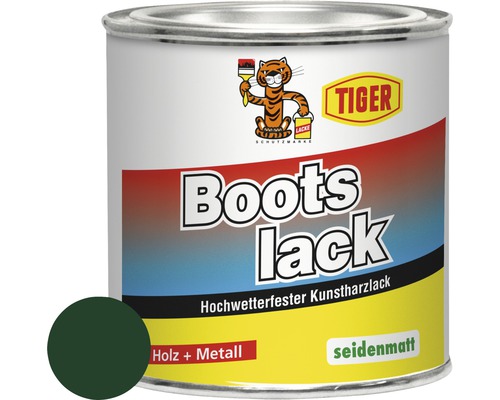 Tiger Bootslack seidenmatt RAL 6005 moosgrün 375 ml Bootslack in Dose, Kunstharzlack für Holz und Metall, seidenmatt