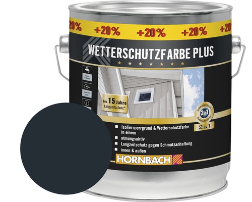 Holzfarbe Wetterschutzfarbe Plus anthrazit 3 l (20 % Gratis!)