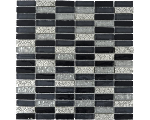 Glasmosaik XCM SM 108 29,8x30,4 cm schwarz silber