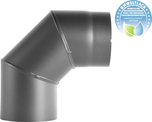 Ofenrohr-Bogen Bertrams 90° Ø 120 mm senotherm UHT-Hydro gussgrau Ofenrohrbogen mit Umweltlack-Siegel