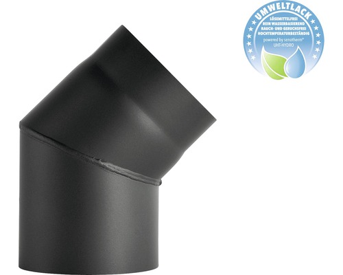 Ofenrohr-Bogen Bertrams 45° Ø 150 mm senotherm UHT-Hydro schwarz Ofenrohrbogen mit Umweltlack Siegel
