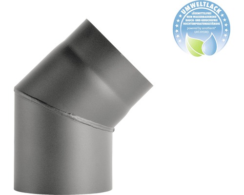 Ofenrohr-Bogen Bertrams 45° Ø 150 mm senotherm UHT-Hydro gussgrau Ofenrohrbogen mit 45 Grad Winkel und Umweltlack Siegel
