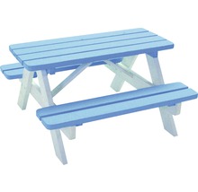Kindersitzgruppe aus Holz mit Tisch und zwei Bänken