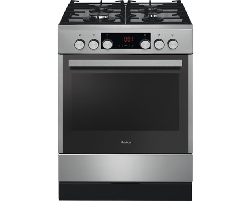 Elektro-Gas-Standherd Amica SHEG 914 121 W 60x85x60 cm edelstahl mit 4 Kochzonen Amica Standherd mit Gasherd und Elektrobackofen