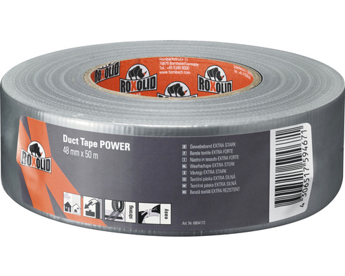 Roxolid Power Duct Tape Gewebeband silber 50m x 48mm Rolle graues Gewebeband 48 Millimeter mal 50 Meter