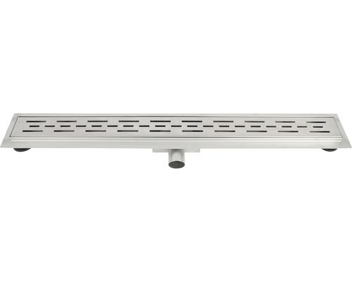 Duschrinnen-Set Differnz 700 mm edelstahl gebürstet mit Bodenflansch Edelstahl Duschrinne mit Ablauf
