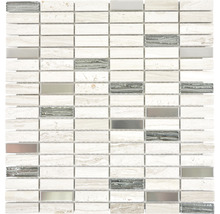 Mosaikfliese aus Naturstein, Glas und Metall