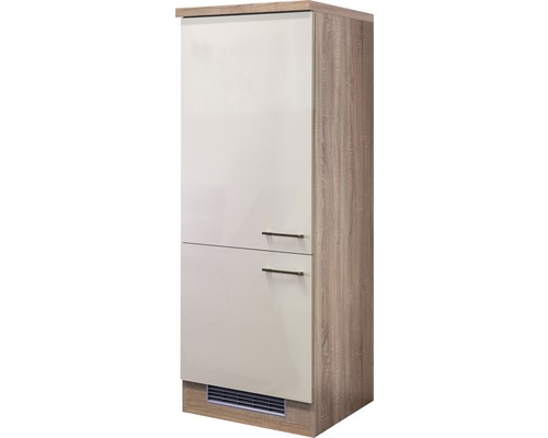 Kühlumbauschrank Flex Well Nepal Kaschmir glänzend 60x161x57 cm mit Drehtür Hochschrank mit zwei Türen und Griffen