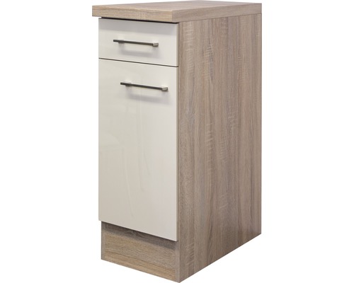 Unterschrank Flex Well Nepal Kaschmir glänzend 30x86x60 cm mit Drehtür Küchenunterschrank mit zwei Schubladen
