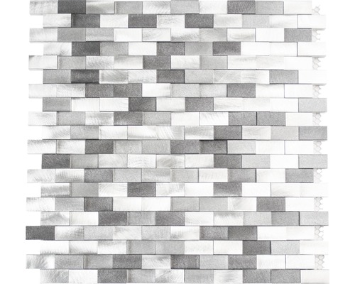 Aluminiummosaik 30,1x30,4 cm grau silber gebürstet Mosaikfliese aus Metall im rechteckigen Format