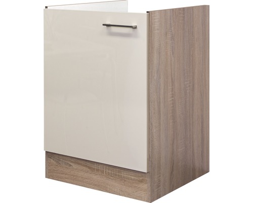 Spülenunterschrank Flex Well Nepal Kaschmir glänzend 50x82x57 cm mit Drehtür Unterschrank mit Tür und Griff im Küchenbereich