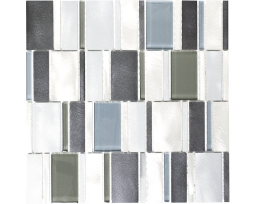 Aluminiummosaik XAM A821 30,1x30,1 cm silber braun Mosaikfliese mit Glas- und Metalleffekt