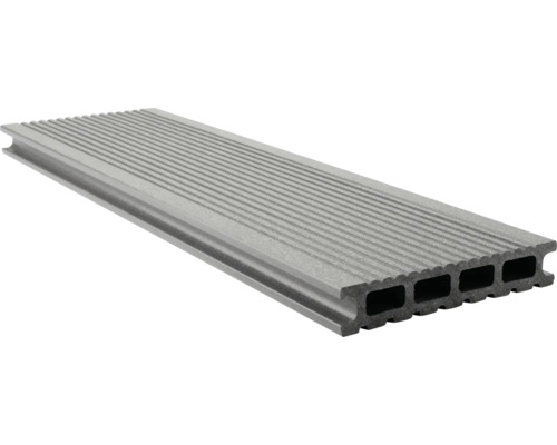 Konsta WPC Terrassendiele Futura Silbergrau gebürstet 4000x145x26 mm Terrassendiele aus Kunststoff mit gerillter Oberfläche