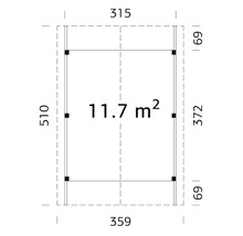 Einzelcarport Palmako Robert 11,7 m² 360x510 cm tauchgrundiert braun-thumb-2