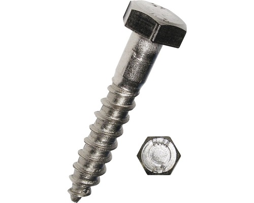 Holzschraube 6-Kant DIN 571 12x120 mm Edelstahl A2, 25 Stück Holzschraube mit Sechskantkopf