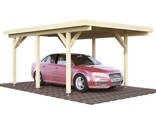 Auto unter einem Holz Carport