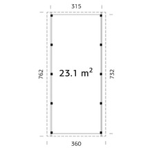 Einzelcarport Palmako Karl 23,1 m² 360 x 762 cm tauchgrundiert-thumb-3