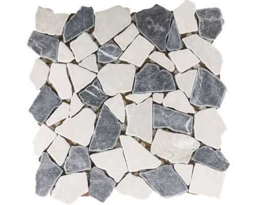 Natursteinmosaik Marmor Biancone Java 30,5x30,5 cm weiß grau Mosaikfliese aus Naturstein