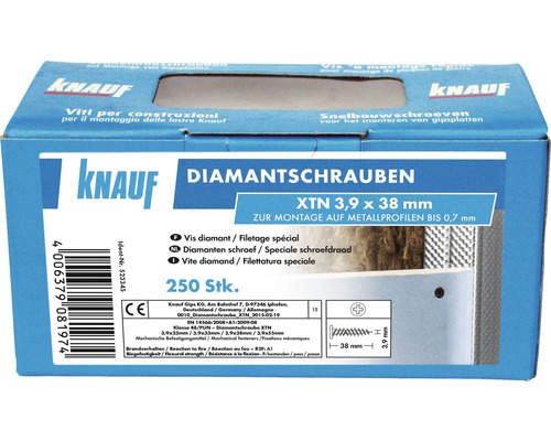 Knauf Diamantschrauben XTN 3,9x38 mm, 250 Stück, zur Montage auf Metallprofilen