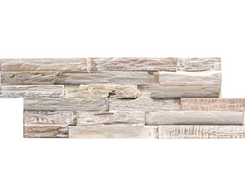 Holz Verblendstein Klimex UltraWood White Wash 18,0x49,5 cm weiß Dekorplatte aus Holz in Ziegeloptik