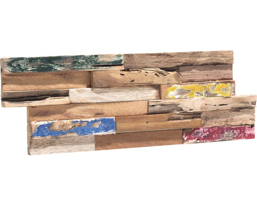 Holz Verblendstein Klimex UltraWood Boat 18,0x49,5 cm braun Wandpaneel aus Altholz mit farbigen Akzenten für die Wandgestaltung