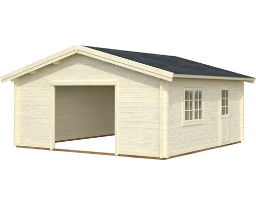 Holzgarage mit Fenster und Tür