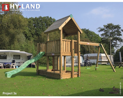 Spielturm Hyland Projekt 3S inkl. Schaukel und Rutsche Grün