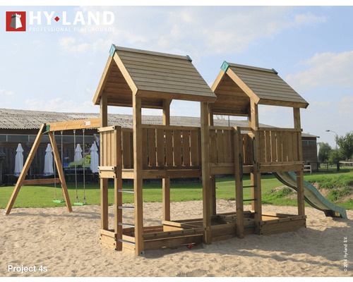 Spielturm Hyland Projekt 4S inkl. Schaukel und Rutsche Grün