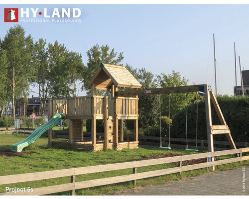 Spielturm Hyland Projekt 5S inkl. Schaukel und Rutsche Grün