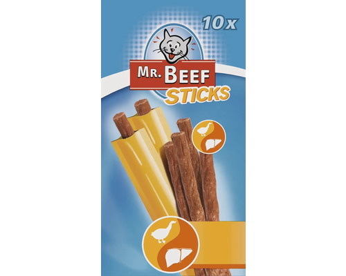 Katzensnack MR.BEEF Cat Stick Geflügel und Leber 10 Stück Mr. Beef Sticks Katzensnack 10er Packung