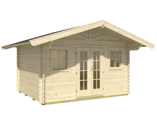 Holzgartenhaus mit Doppeltür und Fenstern