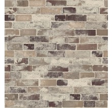 Nahaufnahme einer Wandtapete mit Backsteinmuster