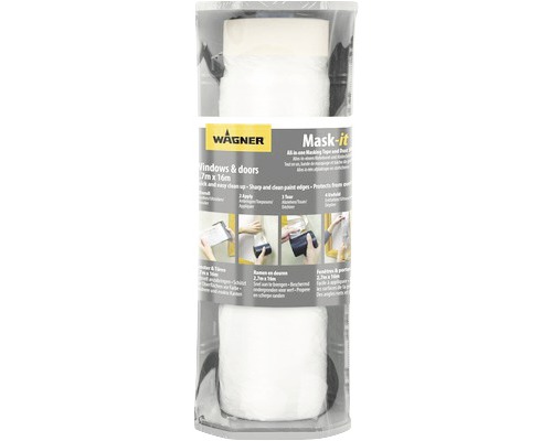 Wagner Maskierband mit Folie für Fenster und Türen, 2,7 Meter mal 16 Meter