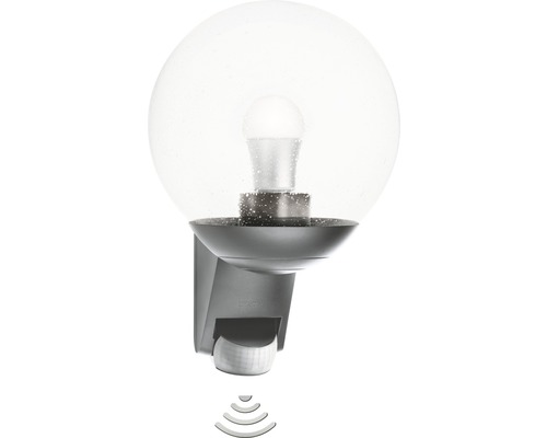 Steinel LED Sensor Außenwandleuchte 1-flammig H 307 mm L 585 S anthrazit/klar Außenleuchte mit Bewegungsmelder und Kugelform