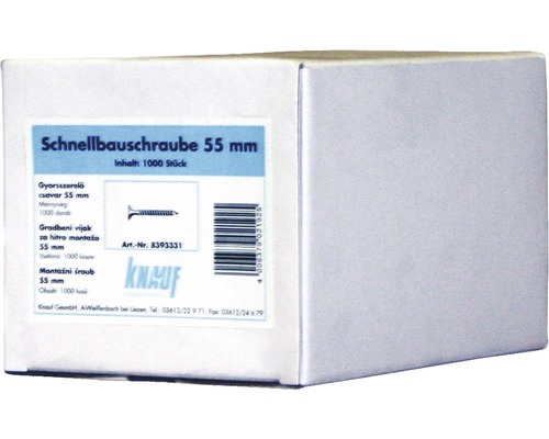Schnellbauschrauben Knauf TN 3,5x55 mm Pack 1000 Stück Schnellbauschrauben 55 mm, Inhalt 1000 Stück