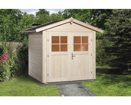 Gartenhaus weka 224 Gr.1 mit Fußboden 260 x 229 cm natur Holzgartenhaus mit Doppeltür und Fenstern
