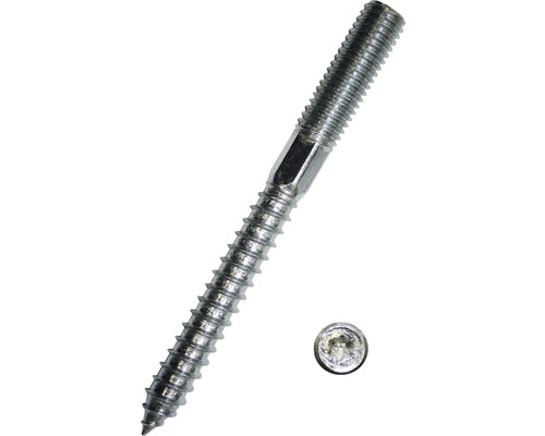 Stockschraube m. I-Stern 10x50 mm galv. verzinkt, 20 Stück Stockschraube mit metrischem Gewinde und Holzgewinde