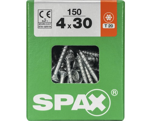 Spax Universalschraube Senkkopf Stahl gehärtet T 20, Holz-Teilgewinde 4x30 mm, 150 Stück Spax Universalschraube Senkkopf Stahl gehärtet T 20, Holz-Teilgewinde 4x30 mm, 150 Stück