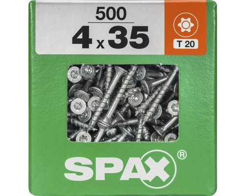 Spax Universalschraube Senkkopf Stahl gehärtet T 20, Holz-Teilgewinde 4x35 mm, 500 Stück Spax Universalschraube Senkkopf Stahl gehärtet T 20, Holz-Teilgewinde 4x35 mm, 500 Stück