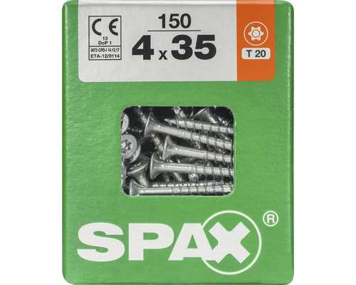 Spax Universalschraube Senkkopf Stahl gehärtet T 20, Holz-Teilgewinde 4x35 mm, 150 Stück Spax Universalschraube Senkkopf Stahl gehärtet T 20, Holz-Teilgewinde 4x35 mm, 150 Stück