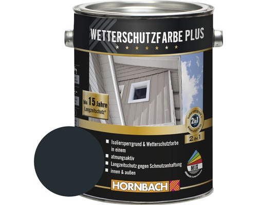 HORNBACH Holzfarbe Wetterschutzfarbe Plus anthrazit 2,5 l