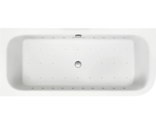 Whirlpool Ottofond Spirit Komfort-Silentsystem-Lightsystem Mod. A 180x80 cm weiß Draufsicht auf eine rechteckige Badewanne mit Hydromassagefunktion.