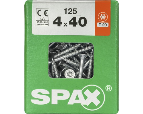 Spax Universalschraube Senkkopf Stahl gehärtet T 20, Holz-Teilgewinde 4x40 mm, 125 Stück Spax Universalschraube Senkkopf Stahl gehärtet T 20, Holz-Teilgewinde 4x40 mm, 125 Stück
