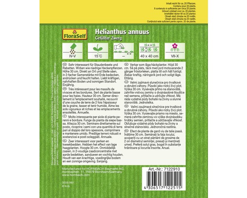 Verpackung Sonnenblumen Gefüllter Zwerg Samen von FloraSelf