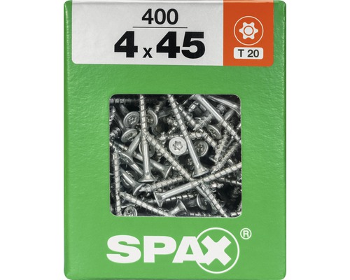 Spax Universalschraube Senkkopf Stahl gehärtet T 20, Holz-Teilgewinde 4x45 mm, 400 Stück Spax Universalschraube Senkkopf Stahl gehärtet T 20, Holz-Teilgewinde 4x45 mm, 400 Stück