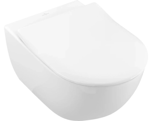 Wandtiefspülklosett-Set Villeroy & Boch WC Subway 2.0 DirctFlush offener Spülrand Abgang waagrecht inkl. WC-Sitz weiß