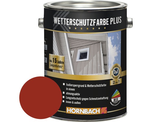 HORNBACH Holzfarbe Wetterschutzfarbe Plus schwedenrot 2,5 l