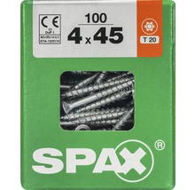 Spax Universalschraube Senkkopf Stahl gehärtet T 20, Holz-Teilgewinde 4x45 mm, 100 Stück