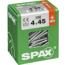 Spax Universalschraube Senkkopf Stahl gehärtet T 20, Holz-Teilgewinde 4x45 mm, 100 Stück