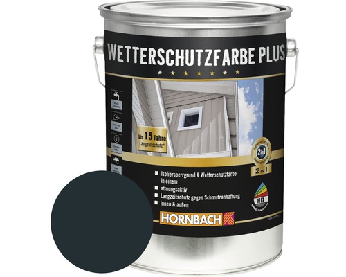 HORNBACH Holzfarbe Wetterschutzfarbe Plus anthrazit 5 L Wetterschutzfarbe Plus im Farbeimer für den Außenbereich